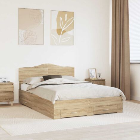 Estructura de cama con cabecera Roble 150 x 200 cm