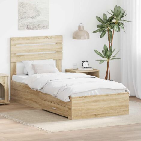 Estructura de cama con cabecera Roble 90 x 190 cm