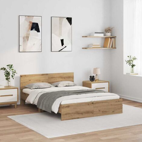 Estructura de cama con cabecera Roble artesanal 150 x 200 cm