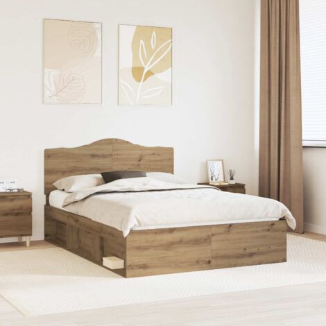 Estructura de cama con cabecera Roble Artesanal 150 x 200 cm