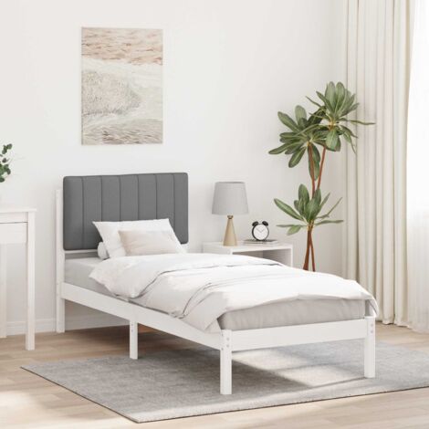 Estructura de Cama con Cabecera Tapizada Gris Claro 75 x 190 cm