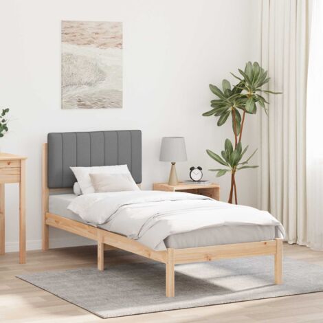 Estructura de Cama con Cabecera Tapizada Gris Claro 75 x 190 cm