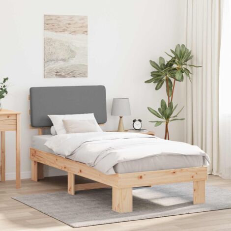 Estructura de Cama con Cabecera Tapizada Gris Claro 75 x 190 cm