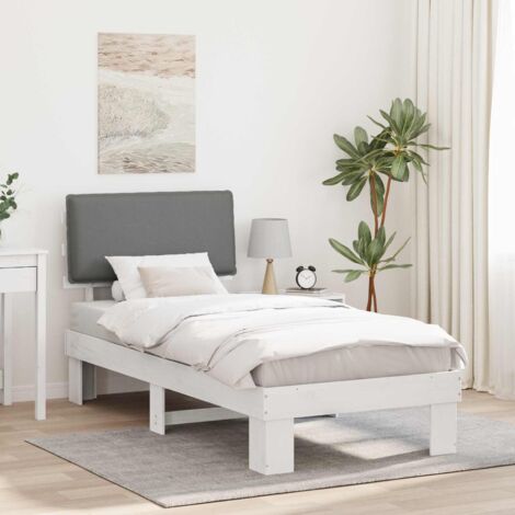 Estructura de Cama con Cabecera Tapizada Gris Claro 75 x 190 cm