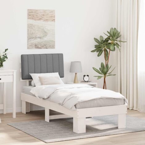 Estructura de Cama con Cabecera Tapizada Gris Claro 75 x 190 cm