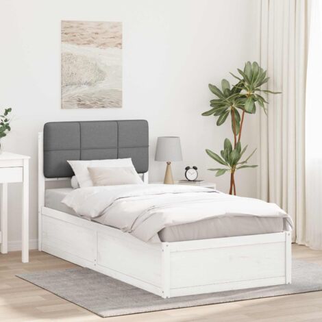 Estructura de Cama con Cabecera Tapizada Gris Claro 75 x 190 cm