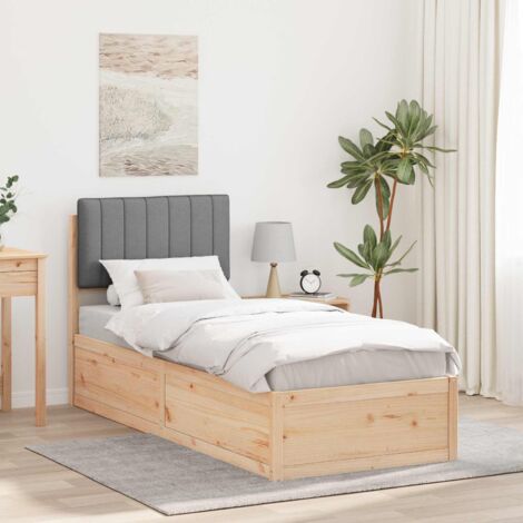 Estructura de Cama con Cabecera Tapizada Gris Claro 80 x 200 cm