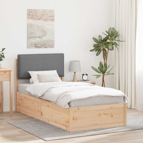 Estructura de Cama con Cabecera Tapizada Gris Claro 80 x 200 cm