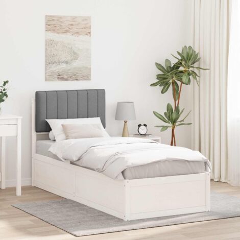Estructura de Cama con Cabecera Tapizada Gris Claro 80 x 200 cm