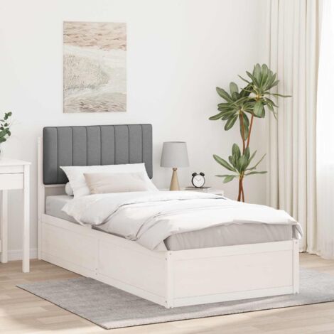 Estructura de Cama con Cabecera Tapizada Gris Claro 90 x 190 cm