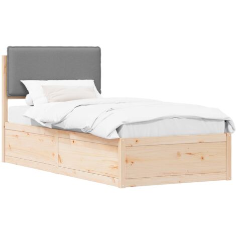Estructura de Cama con Cabecera Tapizada Gris Claro 90 x 190 cm vidaXL