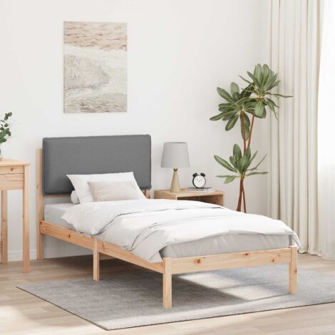 Estructura de Cama con Cabecera Tapizada Gris Claro 90 x 200 cm