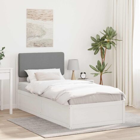 Estructura de Cama con Cabecera Tapizada Gris Claro 90 x 200 cm