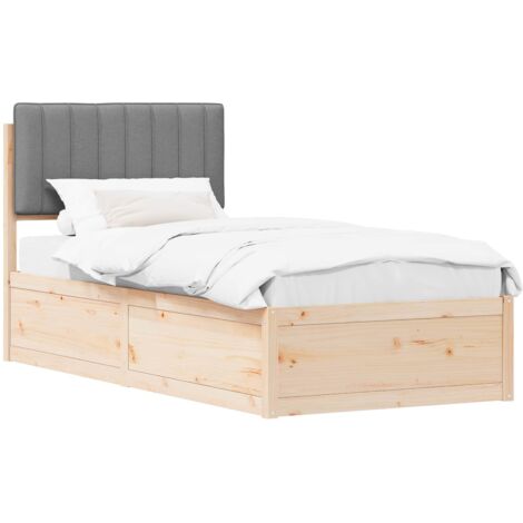 Estructura de Cama con Cabecera Tapizada Gris Claro 90 x 200 cm vidaXL
