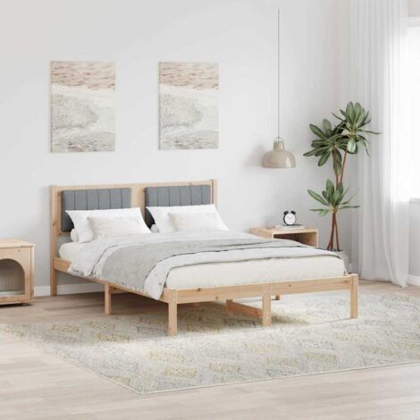 Estructura de Cama con Cabecera Tapizada Gris Claro