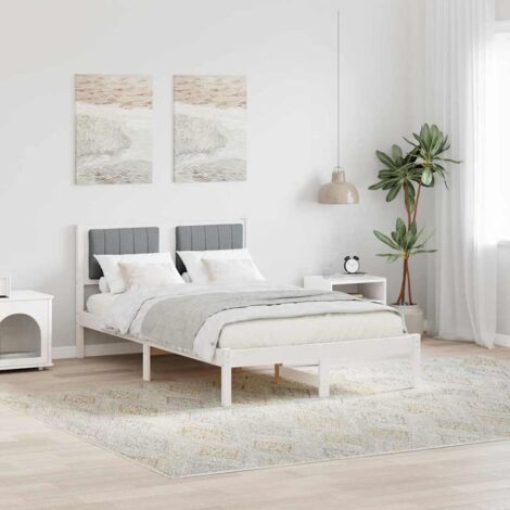 Estructura de Cama con Cabecera Tapizada Gris Claro