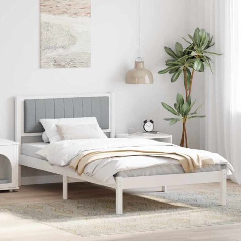 Estructura de Cama con Cabecera Tapizada Gris Claro