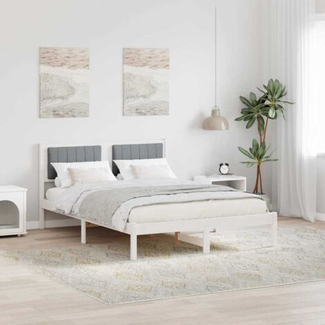 Estructura de Cama con Cabecera Tapizada Gris Claro