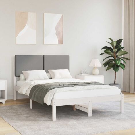 Estructura de Cama con Cabecera Tapizada Gris Claro