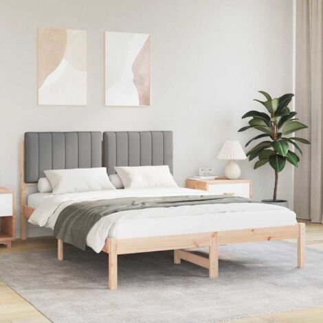 Estructura de Cama con Cabecera Tapizada Gris Claro