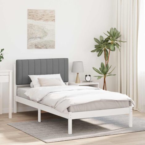 Estructura de Cama con Cabecera Tapizada Gris Claro