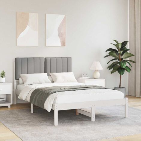Estructura de Cama con Cabecera Tapizada Gris Claro