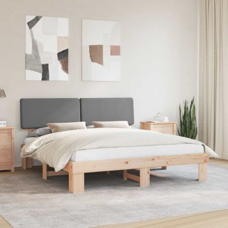 Estructura de Cama con Cabecera Tapizada Gris Claro