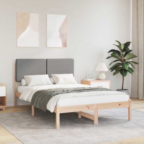 Estructura de Cama con Cabecera Tapizada Gris Claro