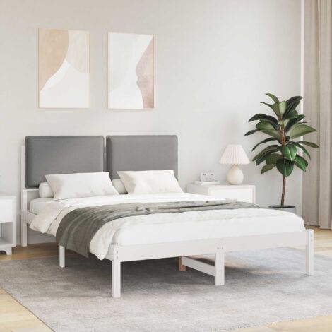 Estructura de Cama con Cabecera Tapizada Gris Claro