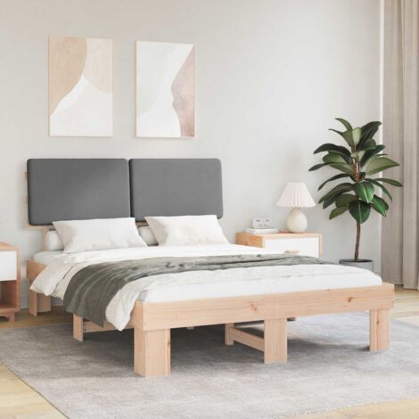 Estructura de Cama con Cabecera Tapizada Gris Claro