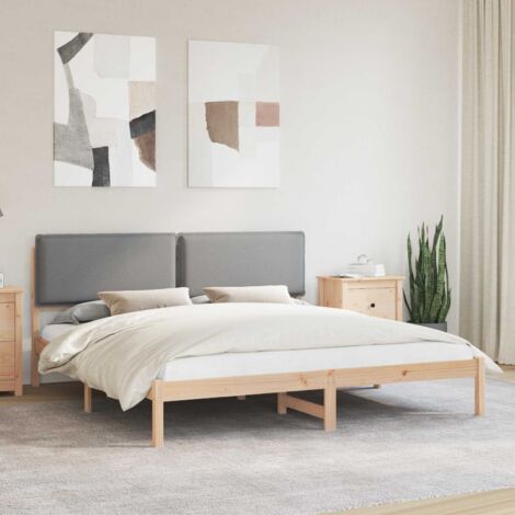 Estructura de Cama con Cabecera Tapizada Gris Claro
