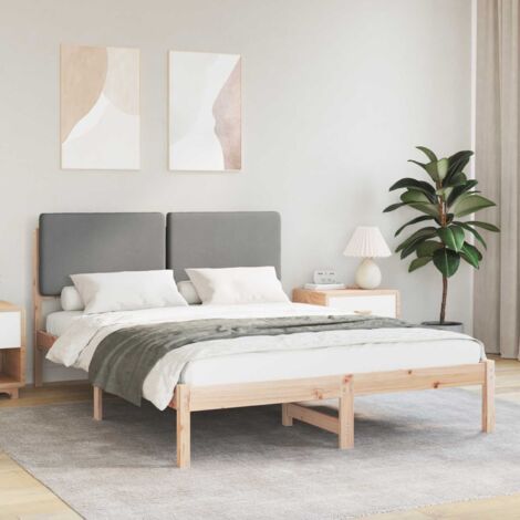 Estructura de Cama con Cabecera Tapizada Gris Claro