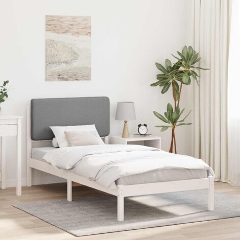 Estructura de Cama con Cabecera Tapizada Gris Claro