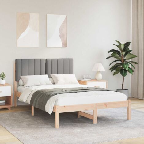 Estructura de Cama con Cabecera Tapizada Gris Claro