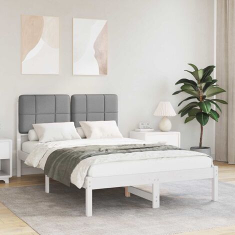 Estructura de Cama con Cabecera Tapizada Gris Claro