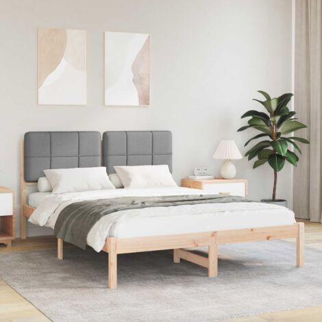 Estructura de Cama con Cabecera Tapizada Gris Claro