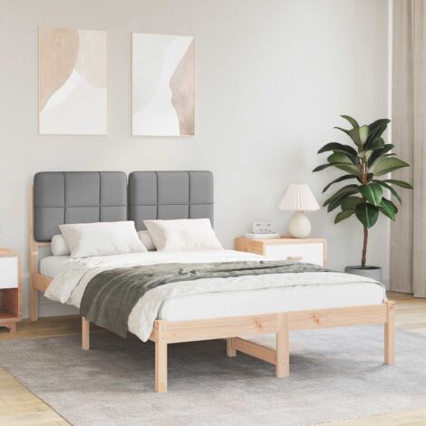 Estructura de Cama con Cabecera Tapizada Gris Claro