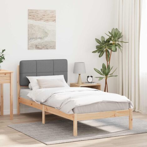 Estructura de Cama con Cabecera Tapizada Gris Claro