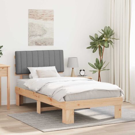 Estructura de Cama con Cabecera Tapizada Gris Claro