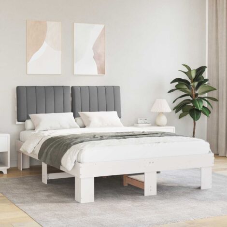 Estructura de Cama con Cabecera Tapizada Gris Claro