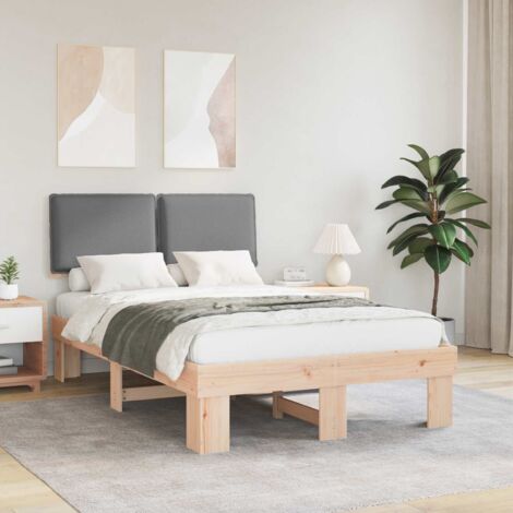 Estructura de Cama con Cabecera Tapizada Gris Claro