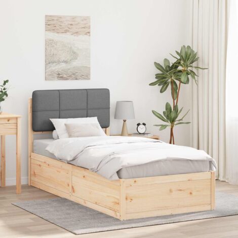 Estructura de Cama con Cabecera Tapizada Gris Claro