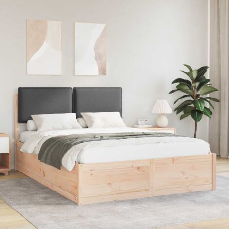 Estructura de Cama con Cabecera Tapizada Gris Claro vidaXL
