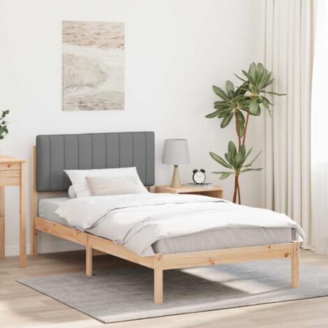Estructura de Cama con Cabecera Tapizada Gris Natural y Claro