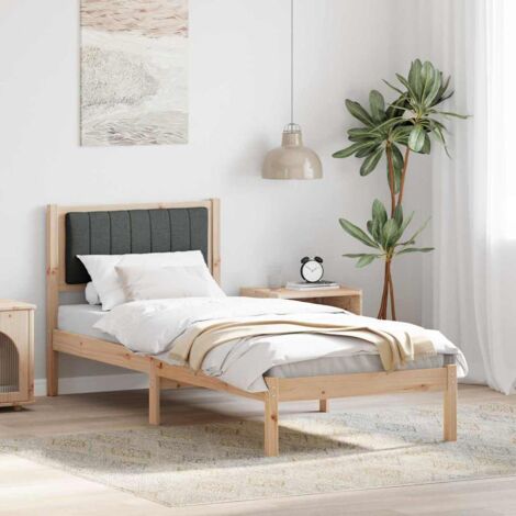 Estructura de Cama con Cabecera Tapizada Gris oscuro