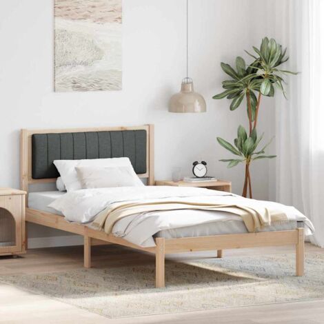 Estructura de Cama con Cabecera Tapizada Gris oscuro