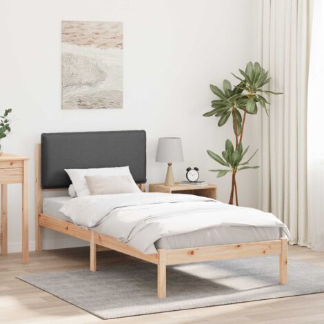 Estructura de Cama con Cabecera Tapizada Gris oscuro