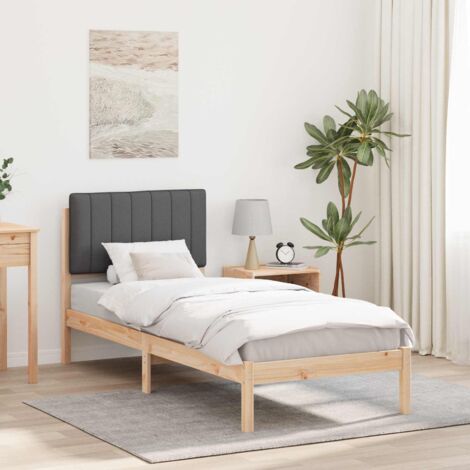 Estructura de Cama con Cabecera Tapizada Gris oscuro