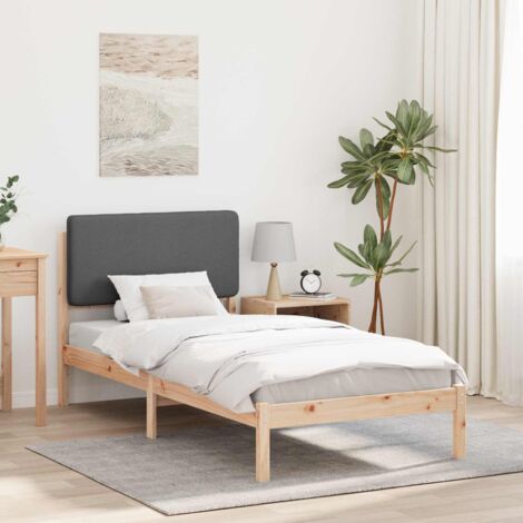 Estructura de Cama con Cabecera Tapizada Gris oscuro