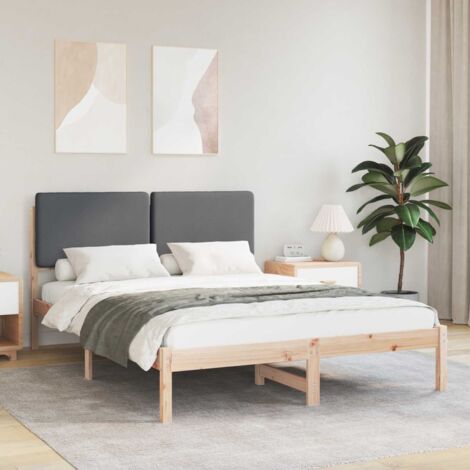 Estructura de Cama con Cabecera Tapizada Gris oscuro